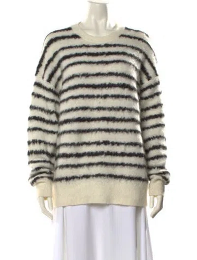 Pre-owned Allsaints Striped Crew Neck Sweater In White