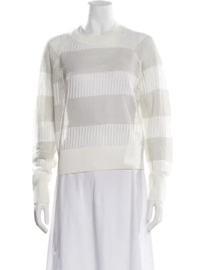Pre-owned Allsaints Striped Crew Neck Sweater In White