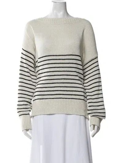 Pre-owned Allsaints Striped Crew Neck Sweater In White