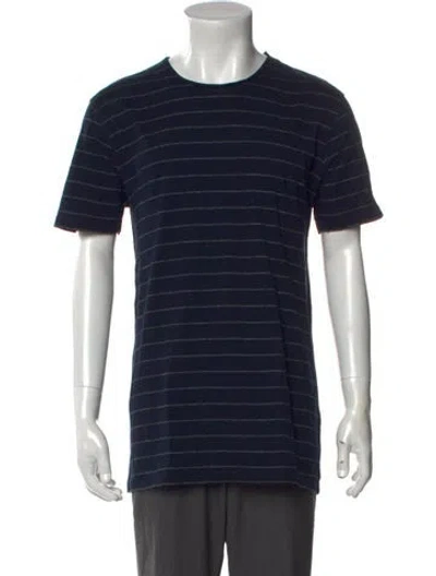 Pre-owned Allsaints Striped Crew Neck T-shirt In Blue