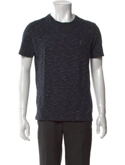 Pre-owned Allsaints Striped Crew Neck T-shirt In Blue