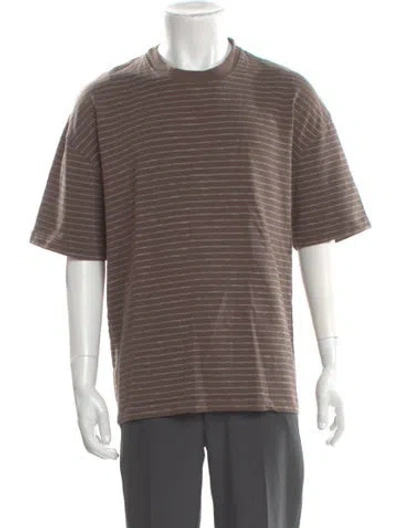 Pre-owned Allsaints Striped Crew Neck T-shirt In Brown