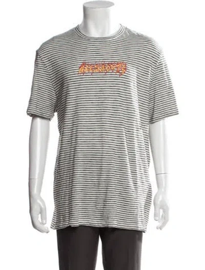 Pre-owned Allsaints Striped Crew Neck T-shirt In Grey