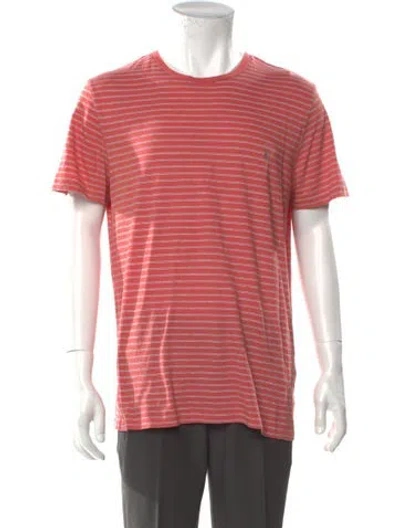 Pre-owned Allsaints Striped Crew Neck T-shirt In Red