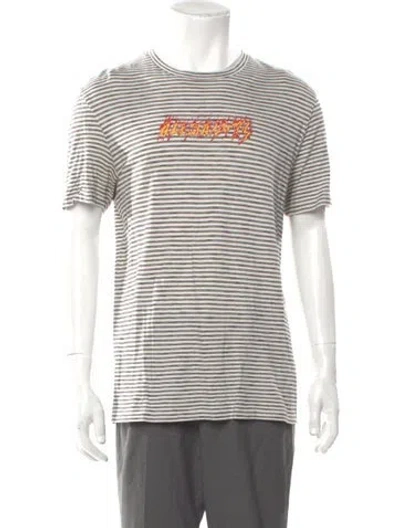 Pre-owned Allsaints Striped Crew Neck T-shirt In White