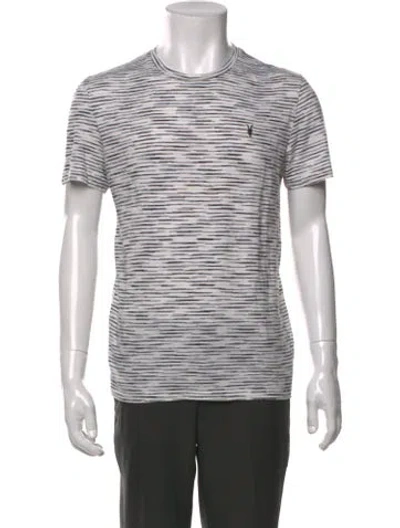 Pre-owned Allsaints Striped Crew Neck T-shirt In White
