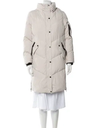Pre-owned Allsaints Striped Down Coat In Neutral
