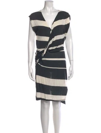 Pre-owned Allsaints Striped Knee-length Dress In Gray