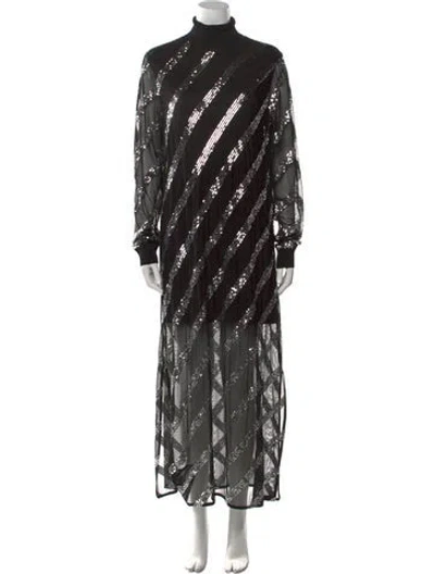 Pre-owned Allsaints Striped Long Dress In Black