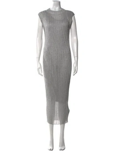 Pre-owned Allsaints Striped Long Dress In Gray