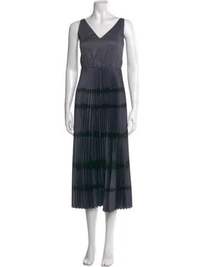 Pre-owned Allsaints Striped Long Dress In Gray