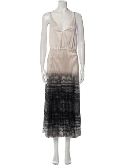 Pre-owned Allsaints Striped Long Dress In Neutral