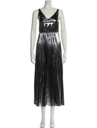 Pre-owned Allsaints Striped Long Dress In Silver