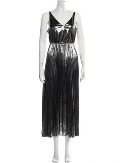 Pre-owned Allsaints Striped Long Dress In Silver