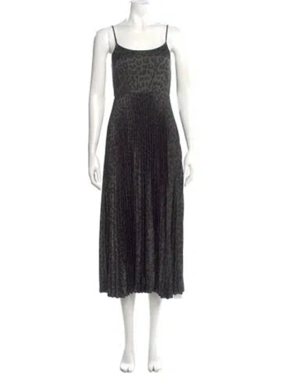 Pre-owned Allsaints Striped Midi Length Dress In Black