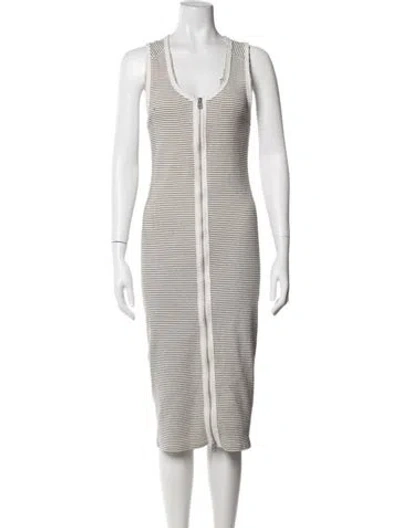 Pre-owned Allsaints Striped Midi Length Dress In Neutrals