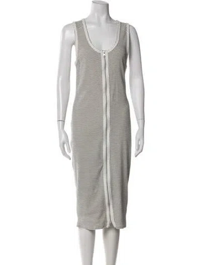 Pre-owned Allsaints Striped Midi Length Dress In White