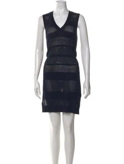 Pre-owned Allsaints Striped Mini Dress In Blue