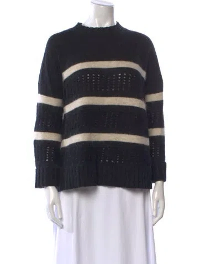 Pre-owned Allsaints Striped Mock Neck Sweater In Black