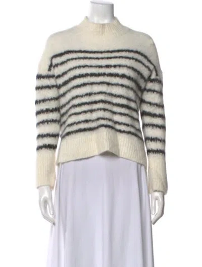 Pre-owned Allsaints Striped Mock Neck Sweater In Neutral