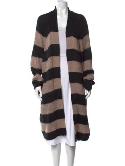 Pre-owned Allsaints Striped Open Front Sweater In Black