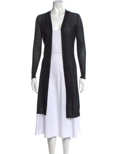 Pre-owned Allsaints Striped Open Front Sweater In Black