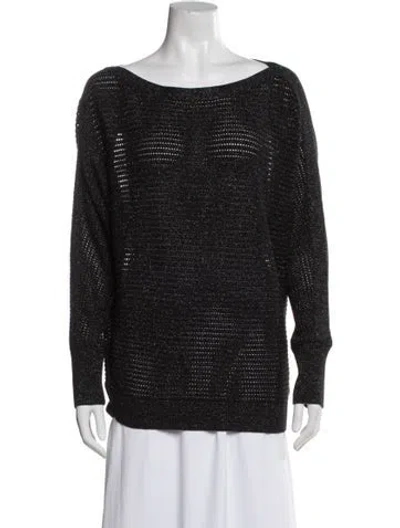 Pre-owned Allsaints Striped Scoop Neck Sweater In Black
