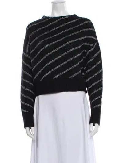 Pre-owned Allsaints Striped Scoop Neck Sweater In Black