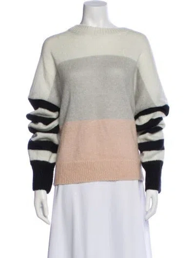 Pre-owned Allsaints Striped Scoop Neck Sweater In White