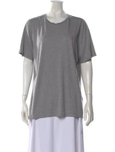 Pre-owned Allsaints Striped Scoop Neck T-shirt In Gray