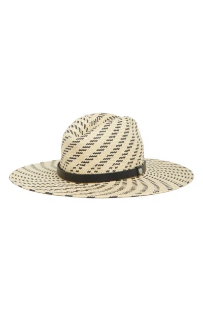 Allsaints Striped Straw Fedora Hat In Natural