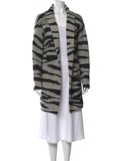 Pre-owned Allsaints Striped V-neck Sweater In Gray