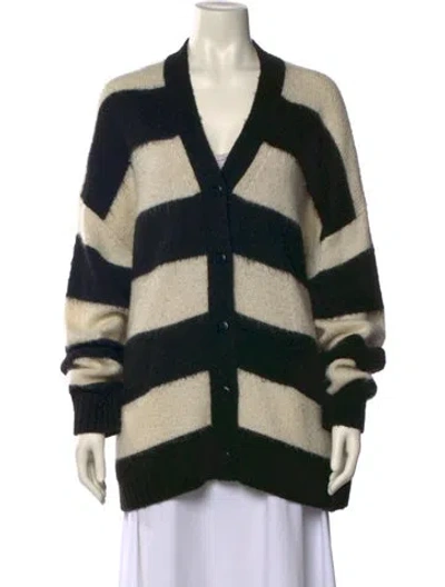 Pre-owned Allsaints Striped V-neck Sweater In Neutral