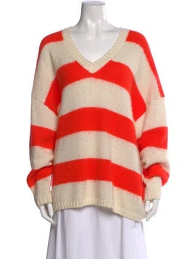 Pre-owned Allsaints Striped V-neck Sweater In Orange