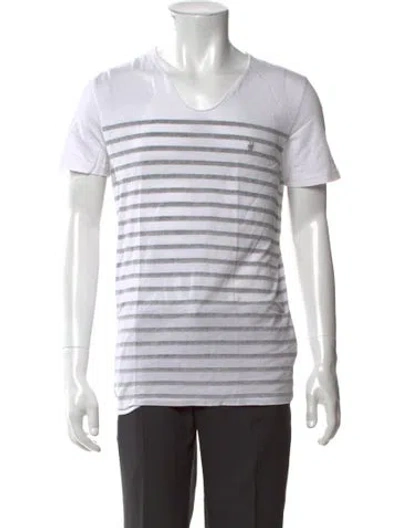 Pre-owned Allsaints Striped V-neck T-shirt In Gray