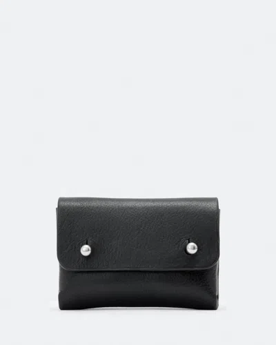 Allsaints Stud Leather Cardholder In Black