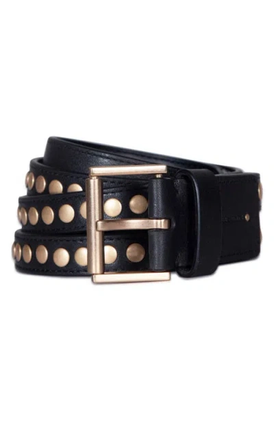 Allsaints Studded Split Belt In Black/warm Brass