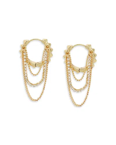 Allsaints Studded Swag Chain Huggie Earrings In Gold