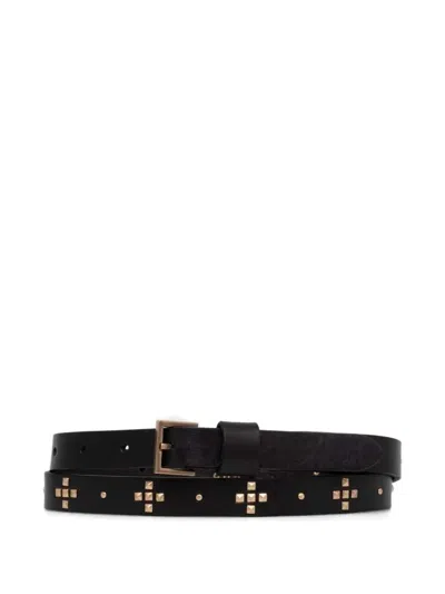 Allsaints Stud-embellished Leather Belt In Black