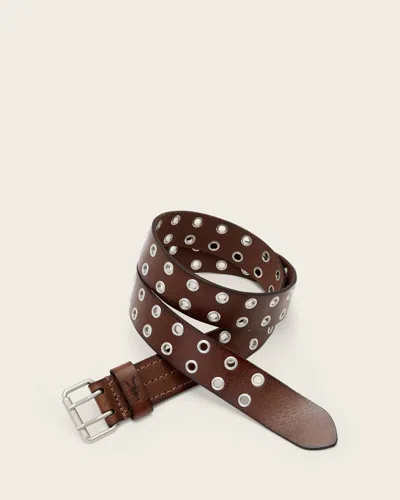 Allsaints Sturge Leather Belt In Brown