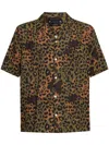 Allsaints Styx Leopard Print Ripstop Camp Shirt In Green