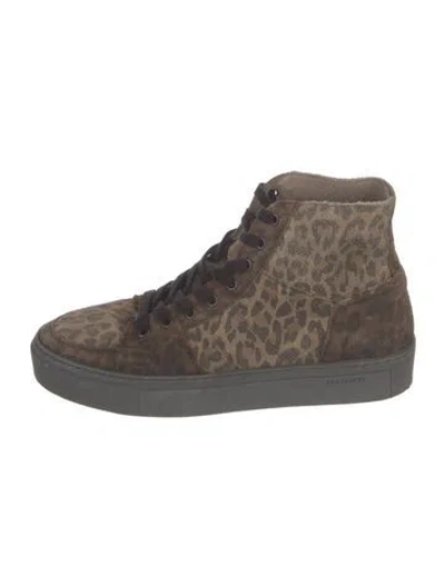 Pre-owned Allsaints Suede Animal Print Boots In Grey