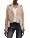 Allsaints Suede Balfern Biker Jacket In Warm Taupe Grey