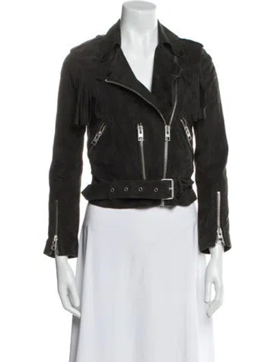 Pre-owned Allsaints Suede Biker Jacket In Black