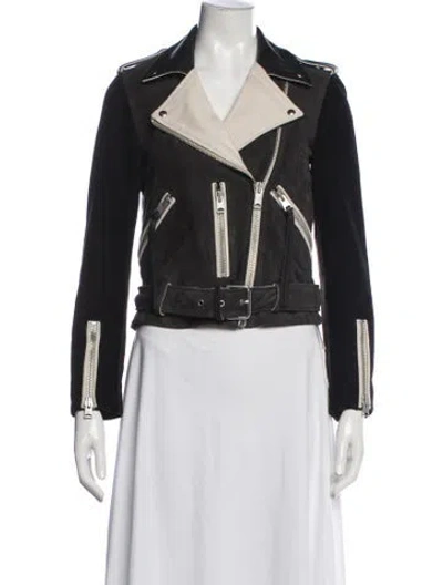 Pre-owned Allsaints Suede Biker Jacket In Black