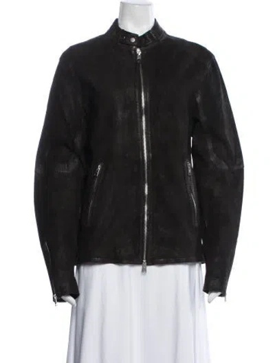 Pre-owned Allsaints Suede Biker Jacket In Black