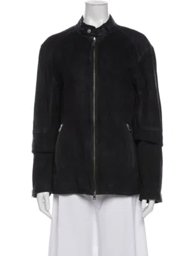 Pre-owned Allsaints Suede Biker Jacket In Black