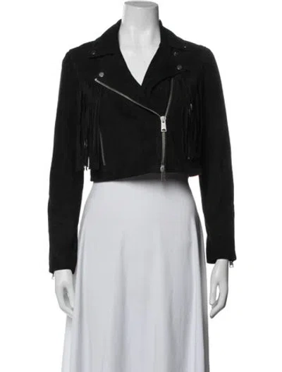 Pre-owned Allsaints Suede Biker Jacket In Black