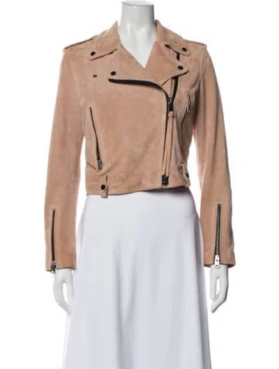 Pre-owned Allsaints Suede Biker Jacket In Blue