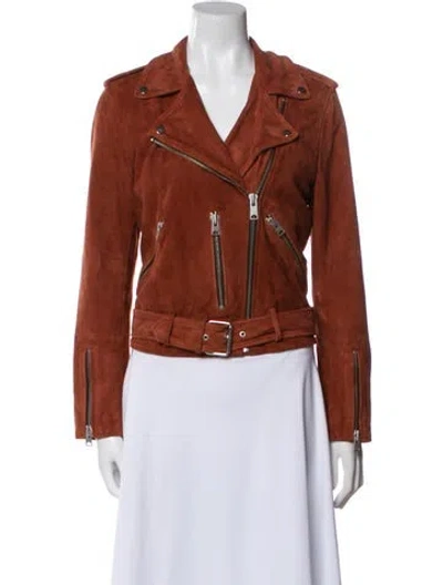 Pre-owned Allsaints Suede Biker Jacket In Brown